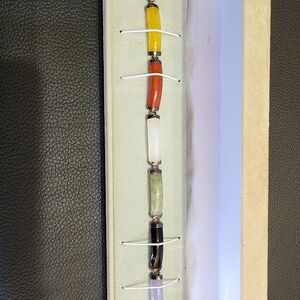 1990s "Retired" QVC Vibrant Sterling Silver Multicolor Jade "Happiness" Bracelet